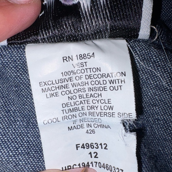 Rare Editions Blue Denim Vest with Leopard Print - Picture 4 of 4